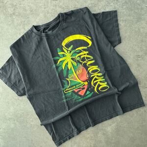Vintage Y2K Chamorro Guam Tropical Palm Tree Surf Black Graphic Tee XXL